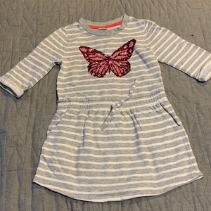 Girls long sweater with sequined butterfly.  Size 5-6